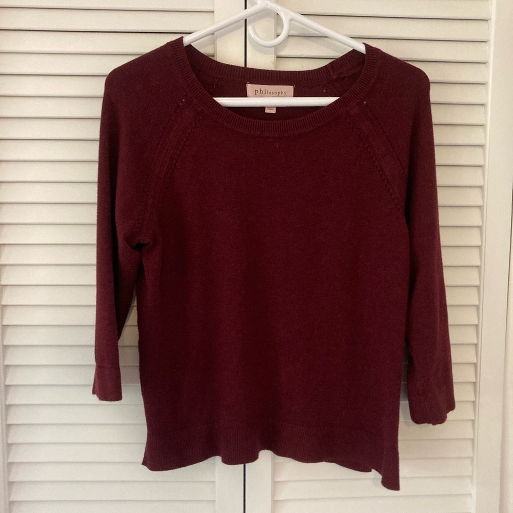Woman’s Philosophy Rayon/nylon Pull Over Sweater Three-quarter Sleeve Size Large